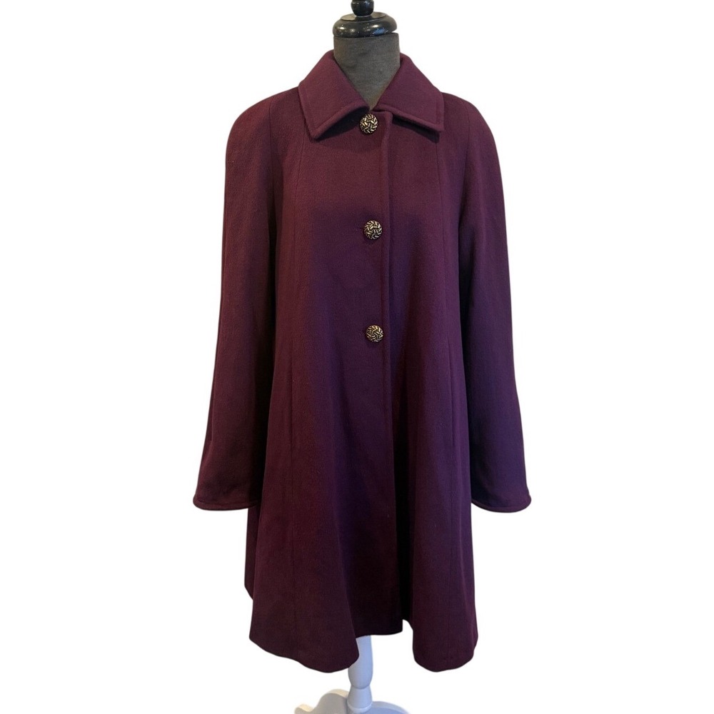 Ashley Scott Vintage Purple Wool Blend Coat Made in USA‎ Textured Buttons 25x36